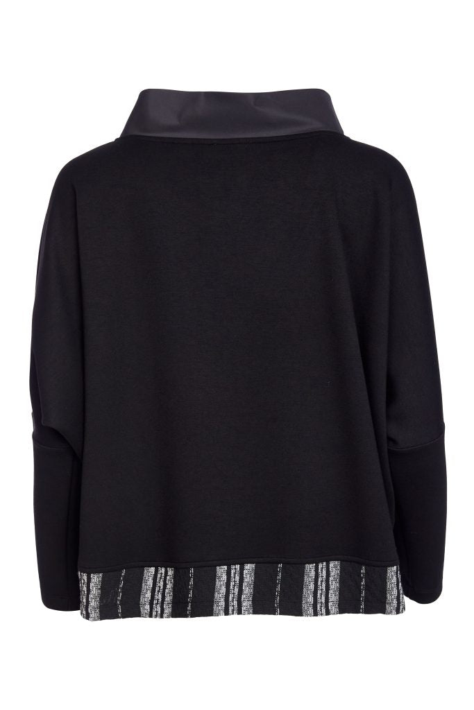 NAYA NAW25340 Mix Top With Cutaway Collar and Stripped Hem Band