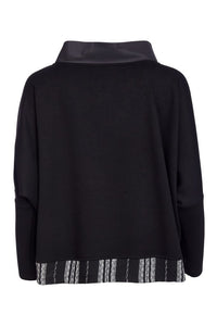 NAYA NAW25340 Mix Top With Cutaway Collar and Stripped Hem Band