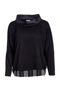 NAYA NAW25340 Mix Top With Cutaway Collar and Stripped Hem Band