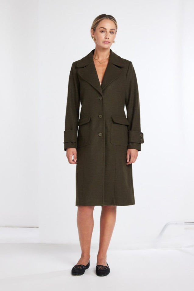 Kate Cooper KCAW25101 Single Breast Coat With Patch Pockets And Sleeve Tab