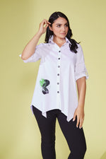 ORS24120 White/Green ORA Placement Print Shirt