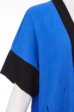 ORS24123 Cobalt/Black ORA Pleated wave jacket/print sides