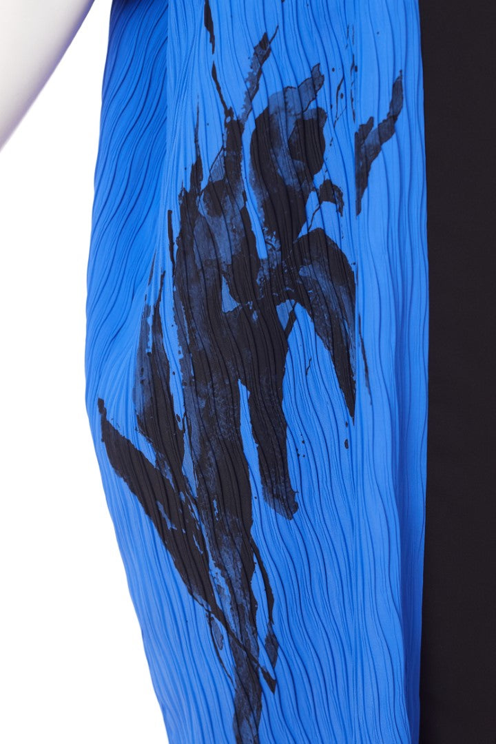 ORS24123 Cobalt/Noir ORA Veste ondulée plissée/côtés imprimés