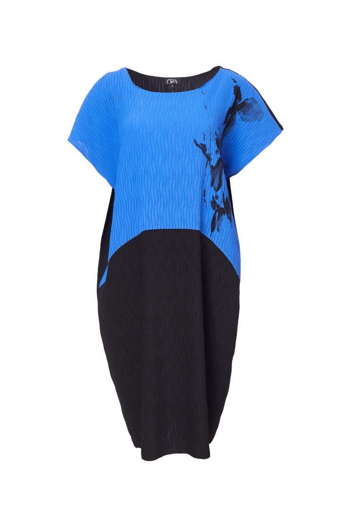 ORS24124 Cobalt/Black ORA Dress with placement print