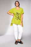 ORS24125 LIME ORA Placement print top/dipped hem