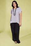 ORS24150 SILVER ORA Crinkle top with side placement print