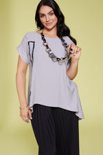 ORS24150 SILVER ORA Crinkle top with side placement print