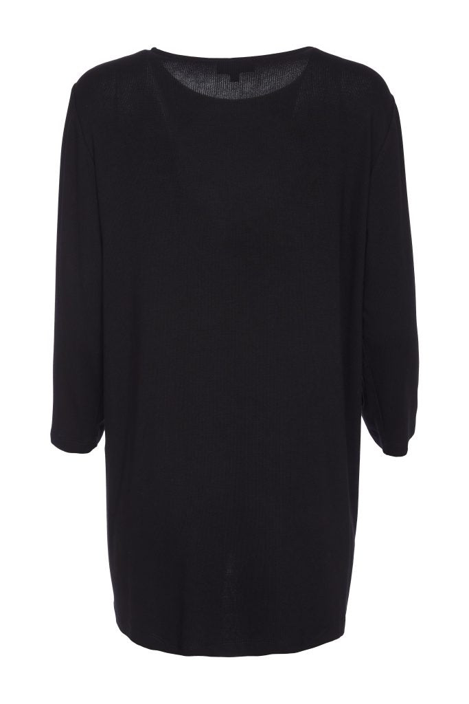 ORA ORW25114 Round neck top with contrast panels and necklace