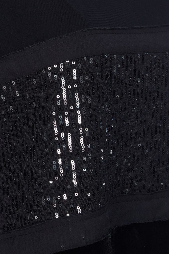 ORA ORW25128 Round neck mix top with sequined panel