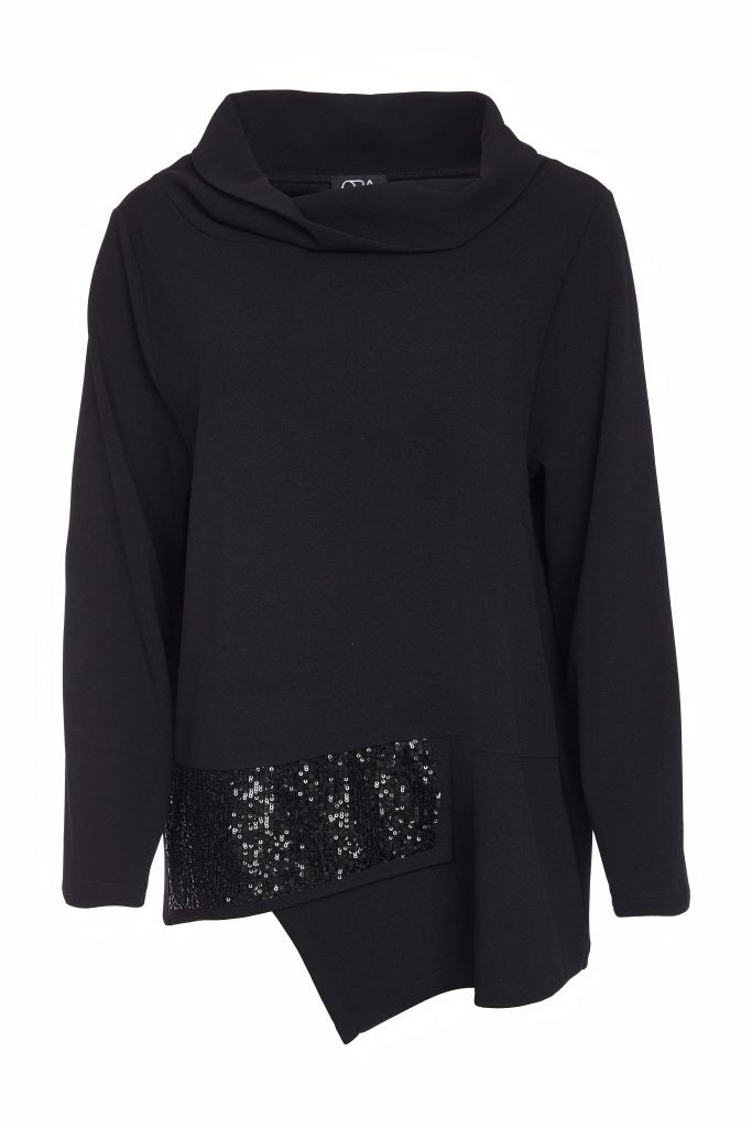 ORA ORW25129 Roll collar top with beaded panel detail