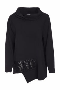 ORA ORW25129 Roll collar top with beaded panel detail