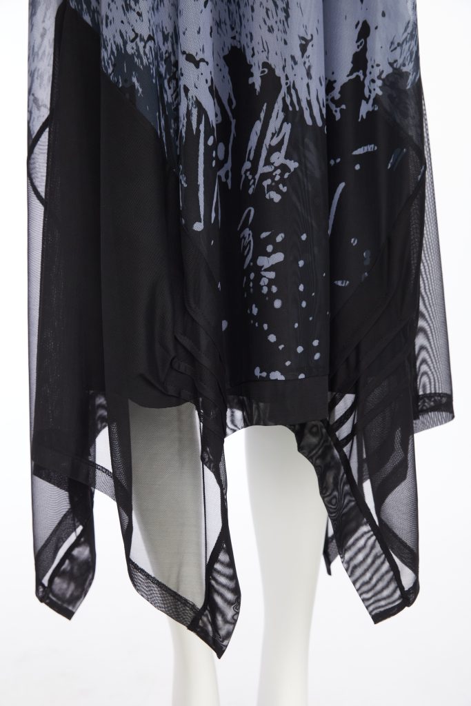 ORA ORW25161 Soft mesh print round neck dress with jersey underdress