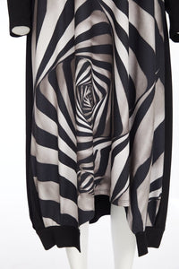 ORA ORW25167 V neck  print dress with cut away hem and neckscarf