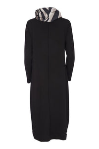 ORA ORW25167 V neck  print dress with cut away hem and neckscarf