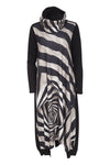ORA ORW25167 V neck  print dress with cut away hem and neckscarf
