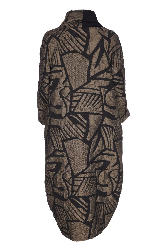 ORA ORW25173 Embossed jacquard jacket with tie at front and contrast panel