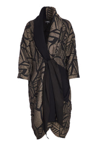 ORA ORW25173 Embossed jacquard jacket with tie at front and contrast panel