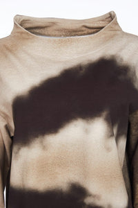 ORA ORW25189 Spray effect print raised neck top