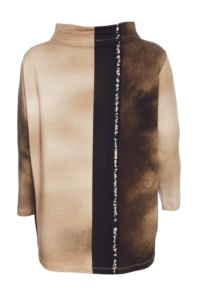 ORA ORW25189 Spray effect print raised neck top