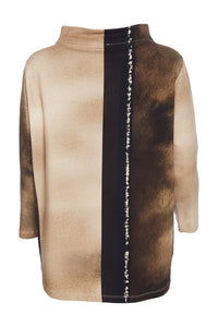 ORA ORW25189 Spray effect print raised neck top