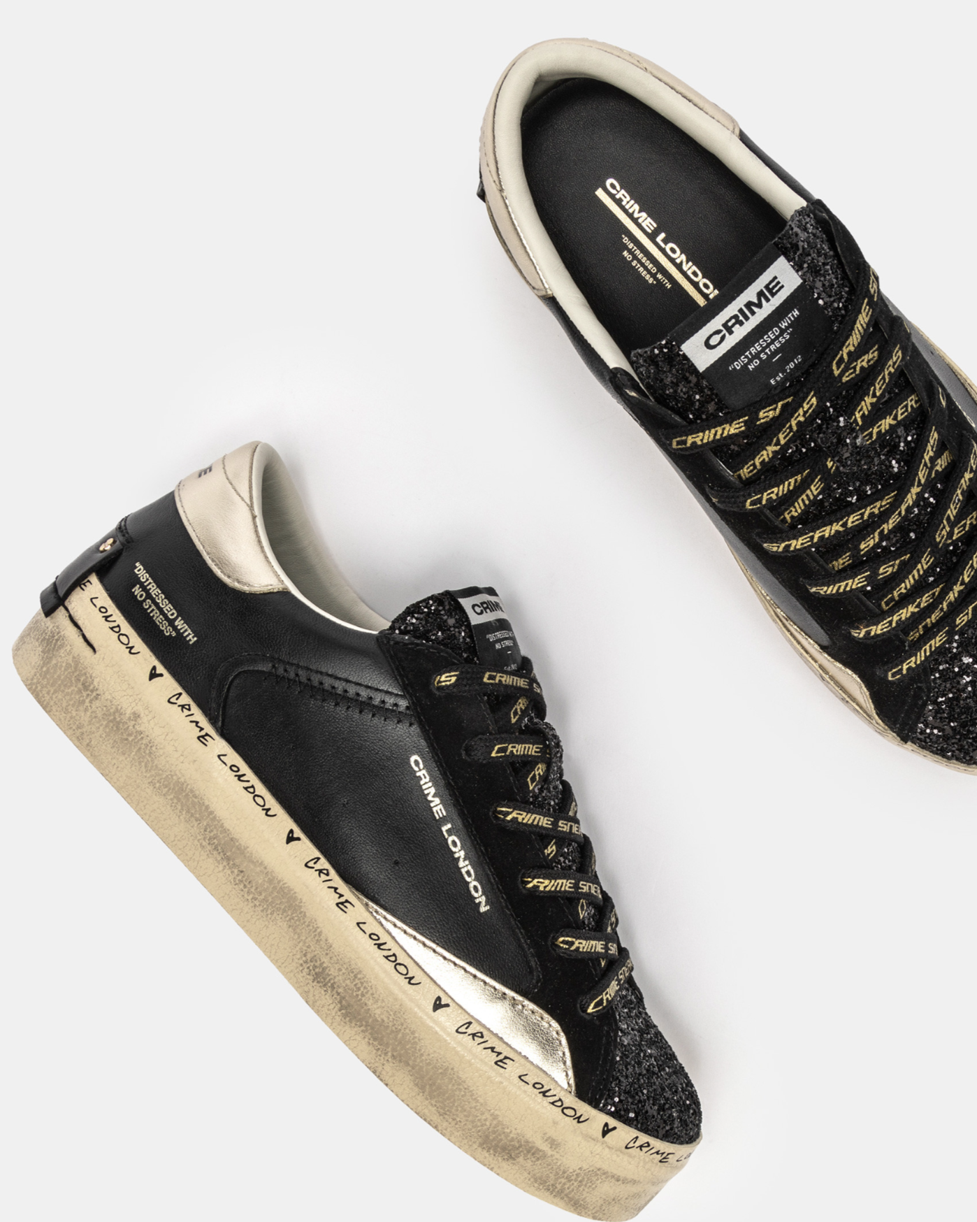 Crime London 25074AA8 Distressed Platform Trainer