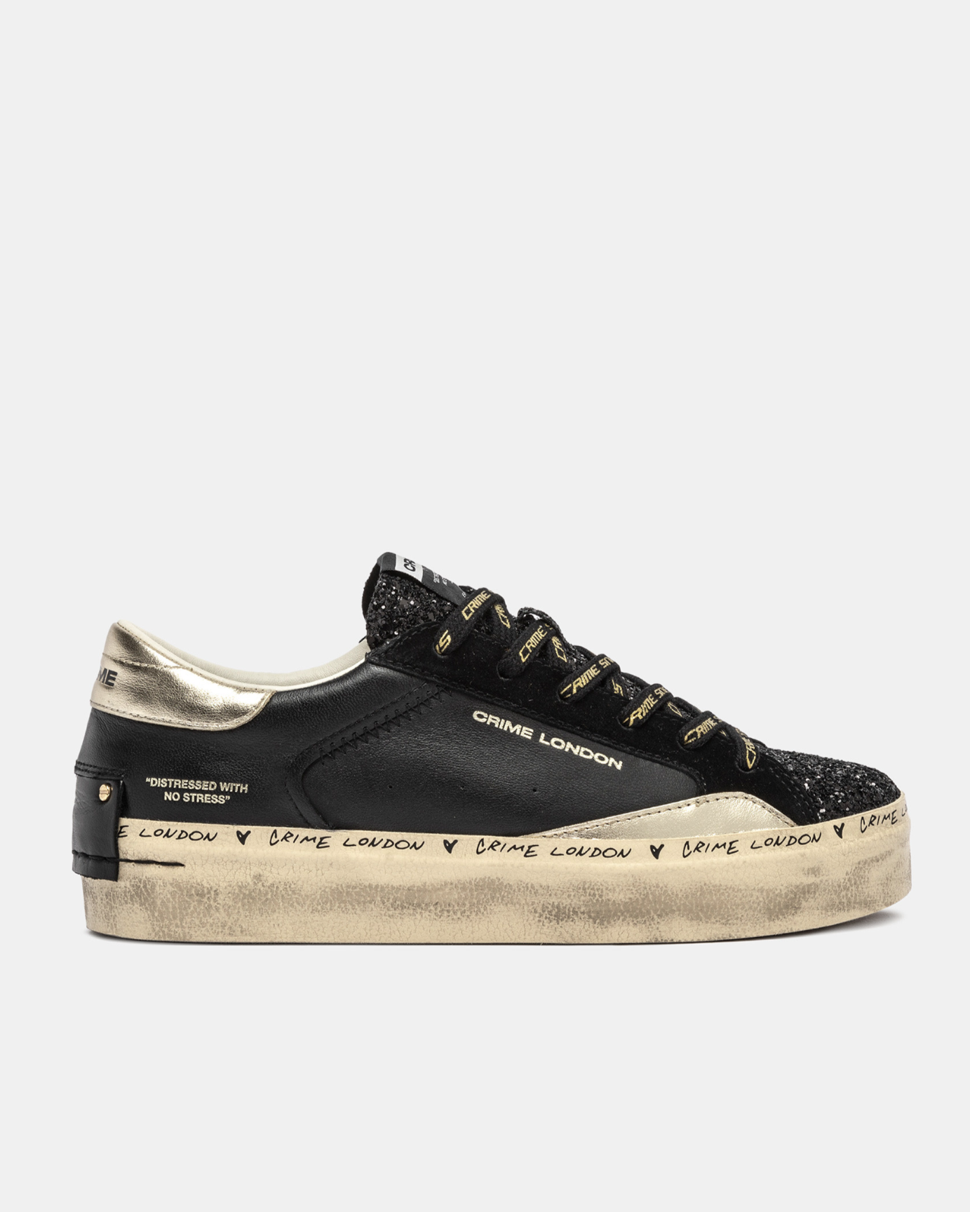 Crime London 25074AA8 Distressed Platform Trainer