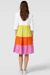 41-2020-1177 COLOURFUL PRINT Milano colour tiered dress with collar