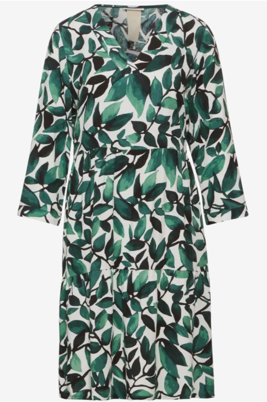 144007 COOL VINTAGE GREEN Street One  Printed Tunic Dress