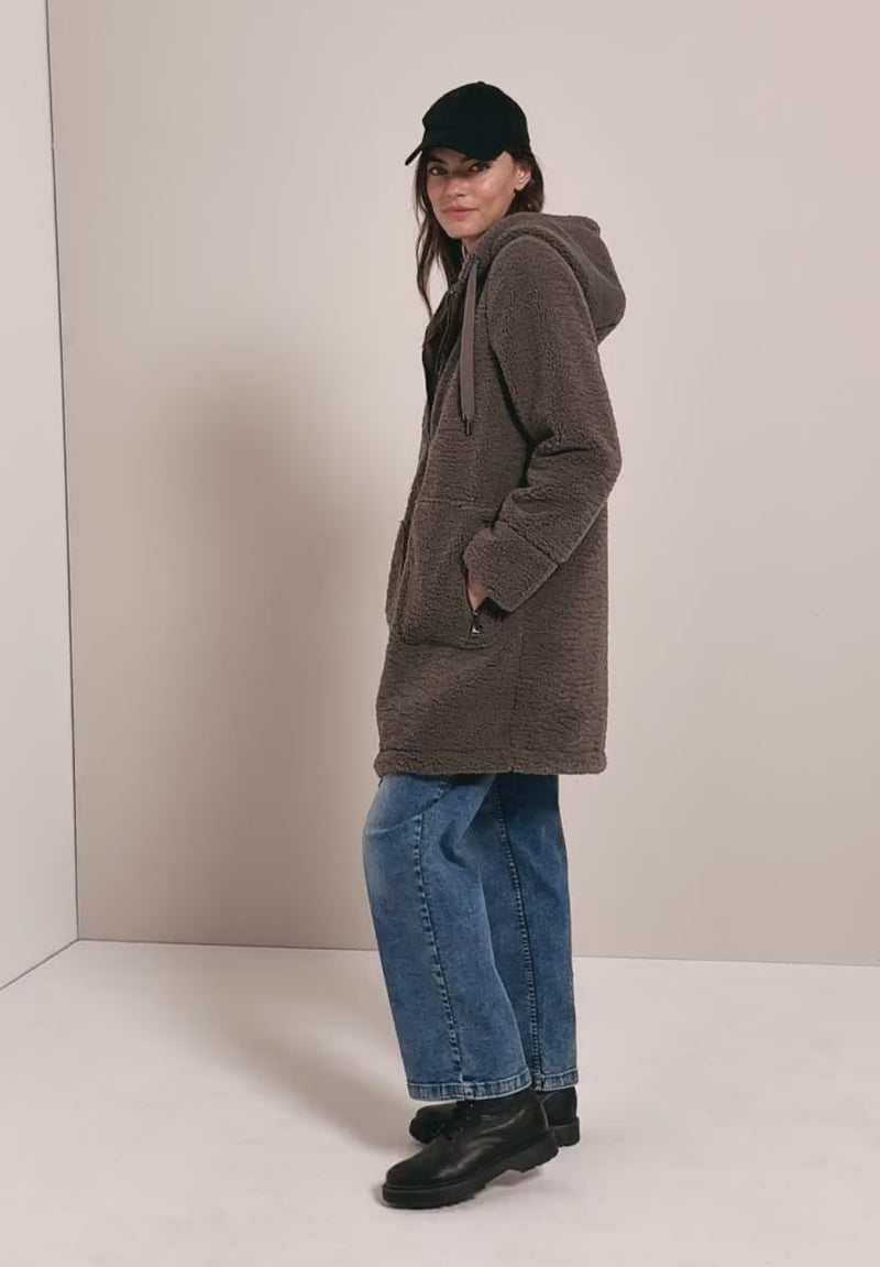 CECIL 101271 Long Teddy Coat with hood