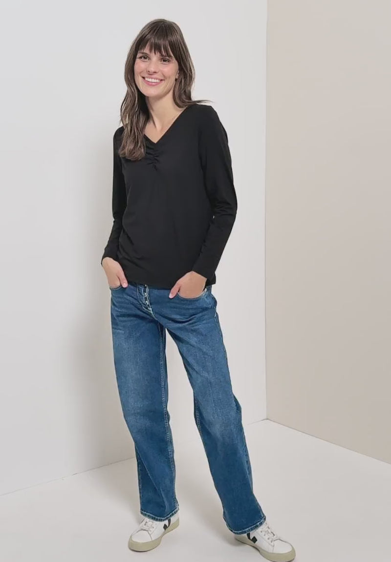 CECIL 324253 Basic Shirt With Gathering