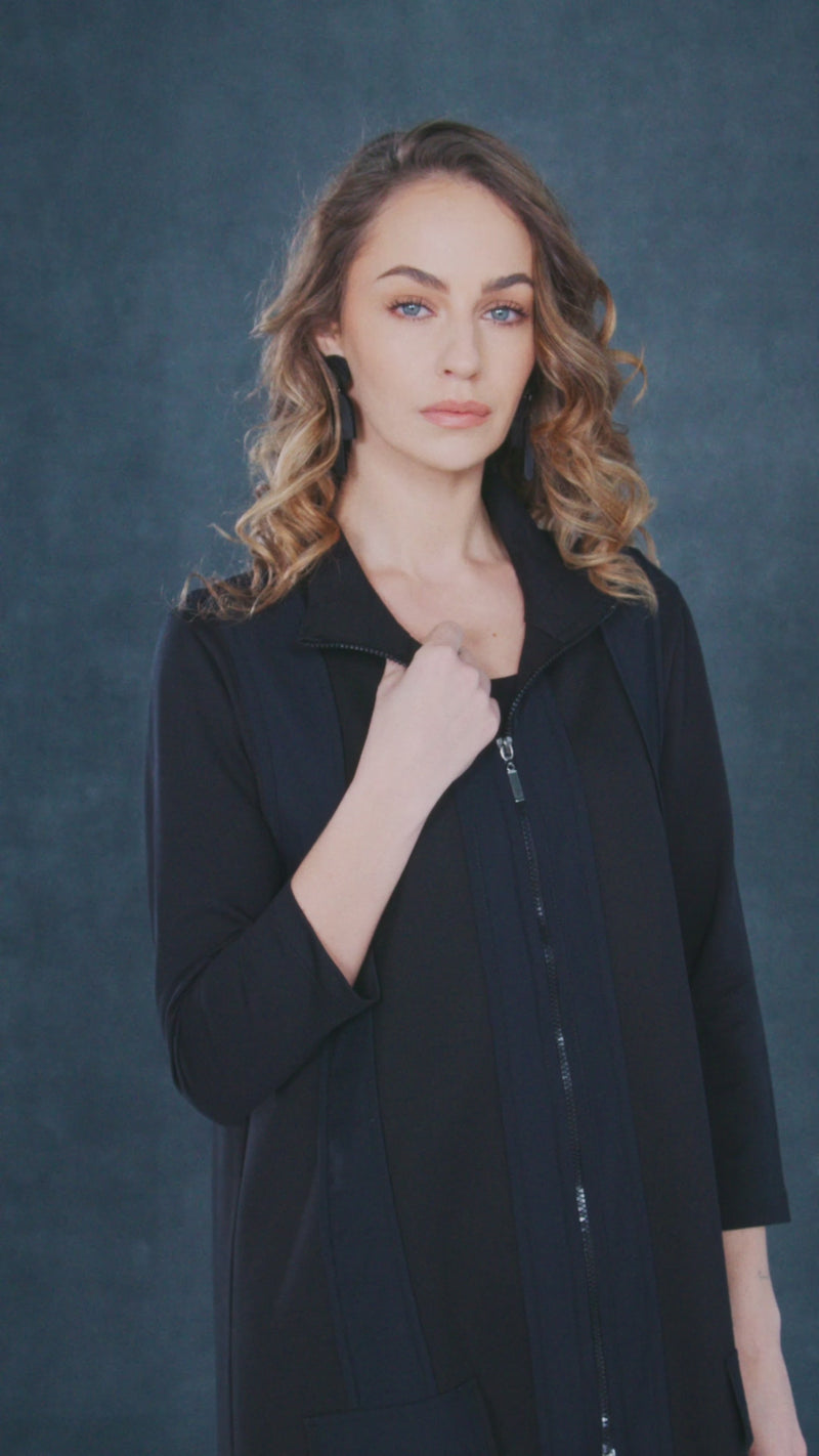 NAYA NAW25136 Longline Waistcoat With Contrast Panels and Side Slit