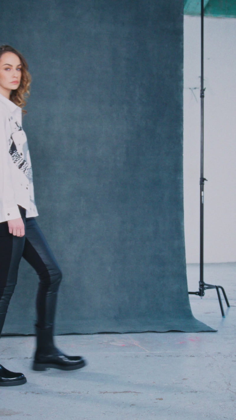 NAYA NAW25151 Placement Print Shirt With Button Detail@Side