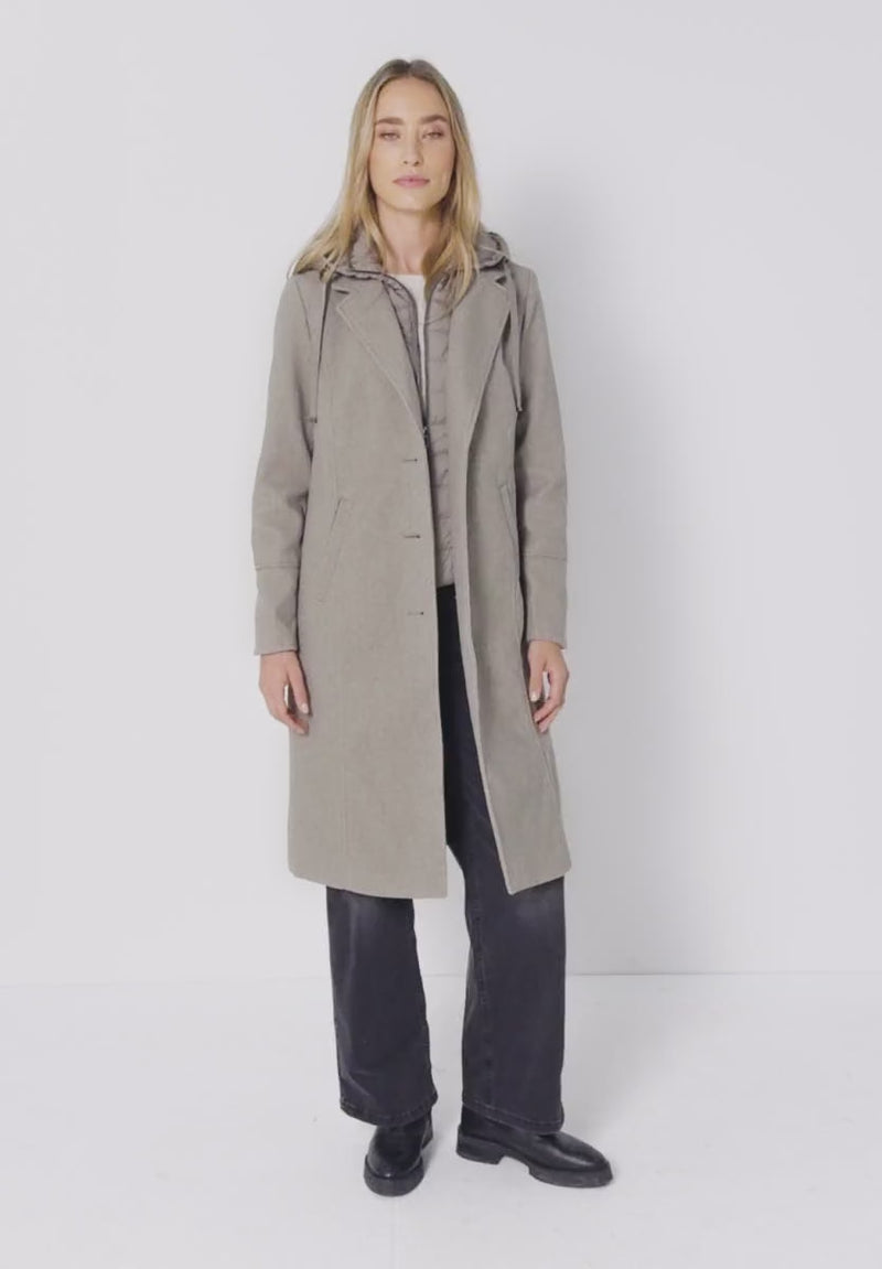 Street One 202124 Long Revers Coat w. Removable