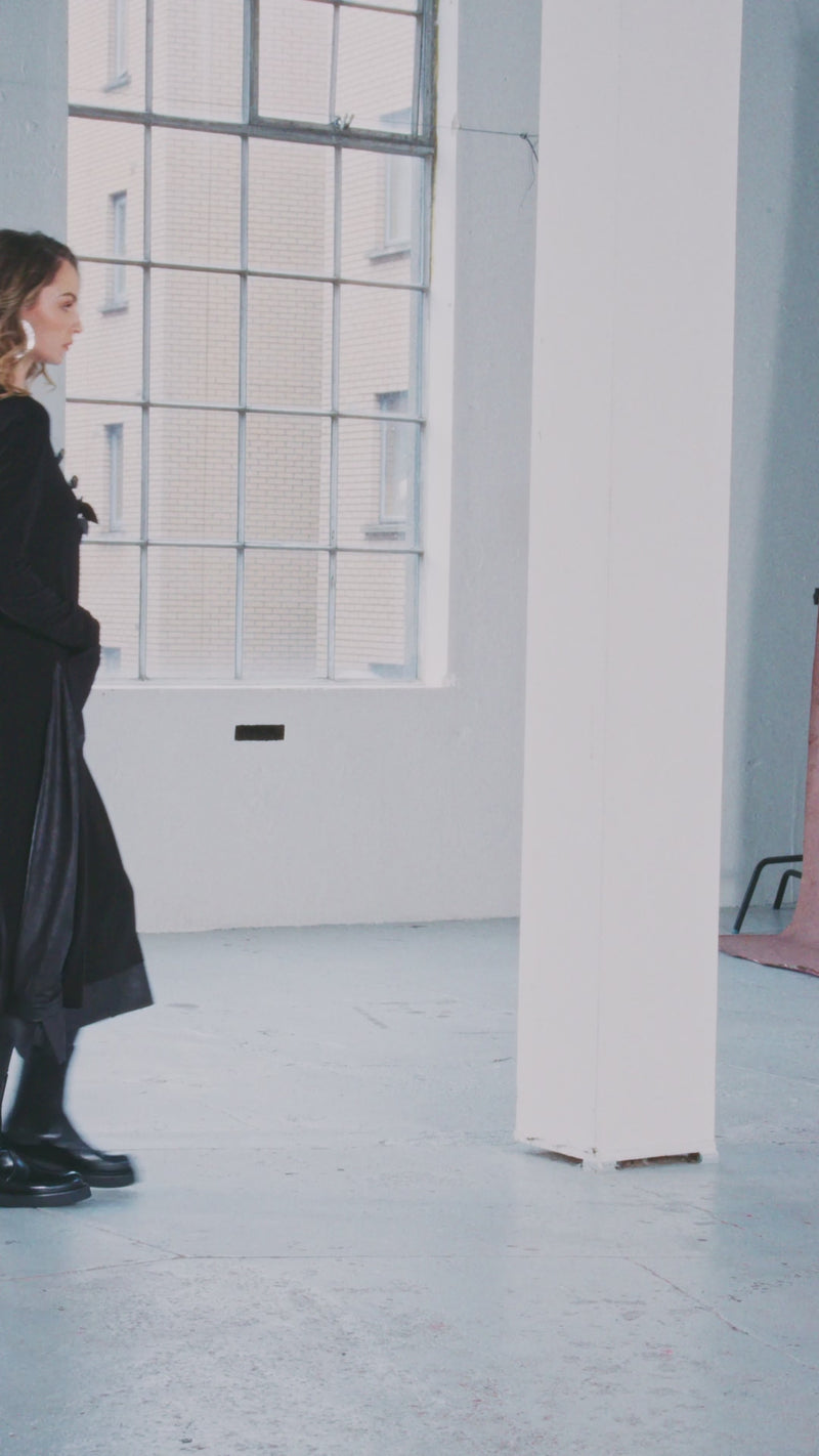 NAYA NAW25304 Round Neck Dress With Loose Pocket and Contrast Panels