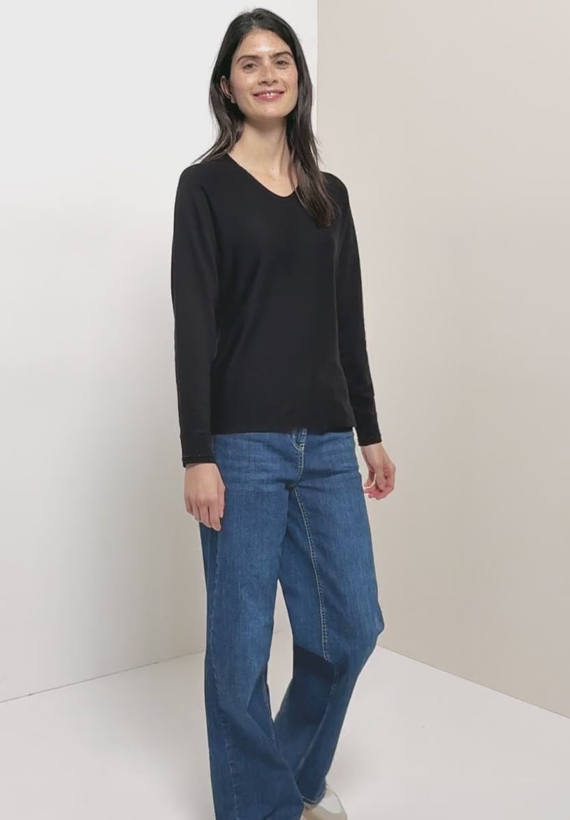 CECIL 303646 V-Neck Dolman Lurex Detail