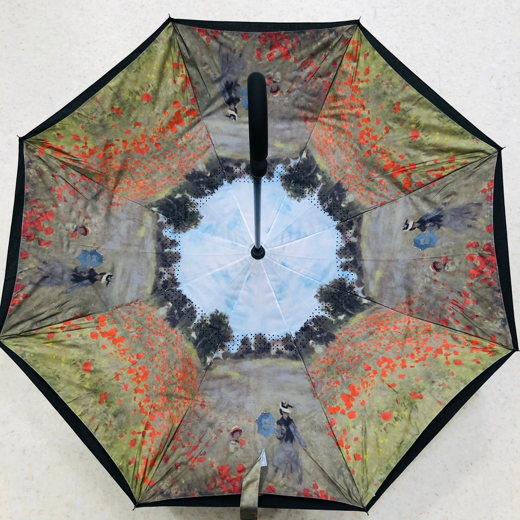 SR-BROLLY-S21 Poppy Field Reverse Opening Umbrella