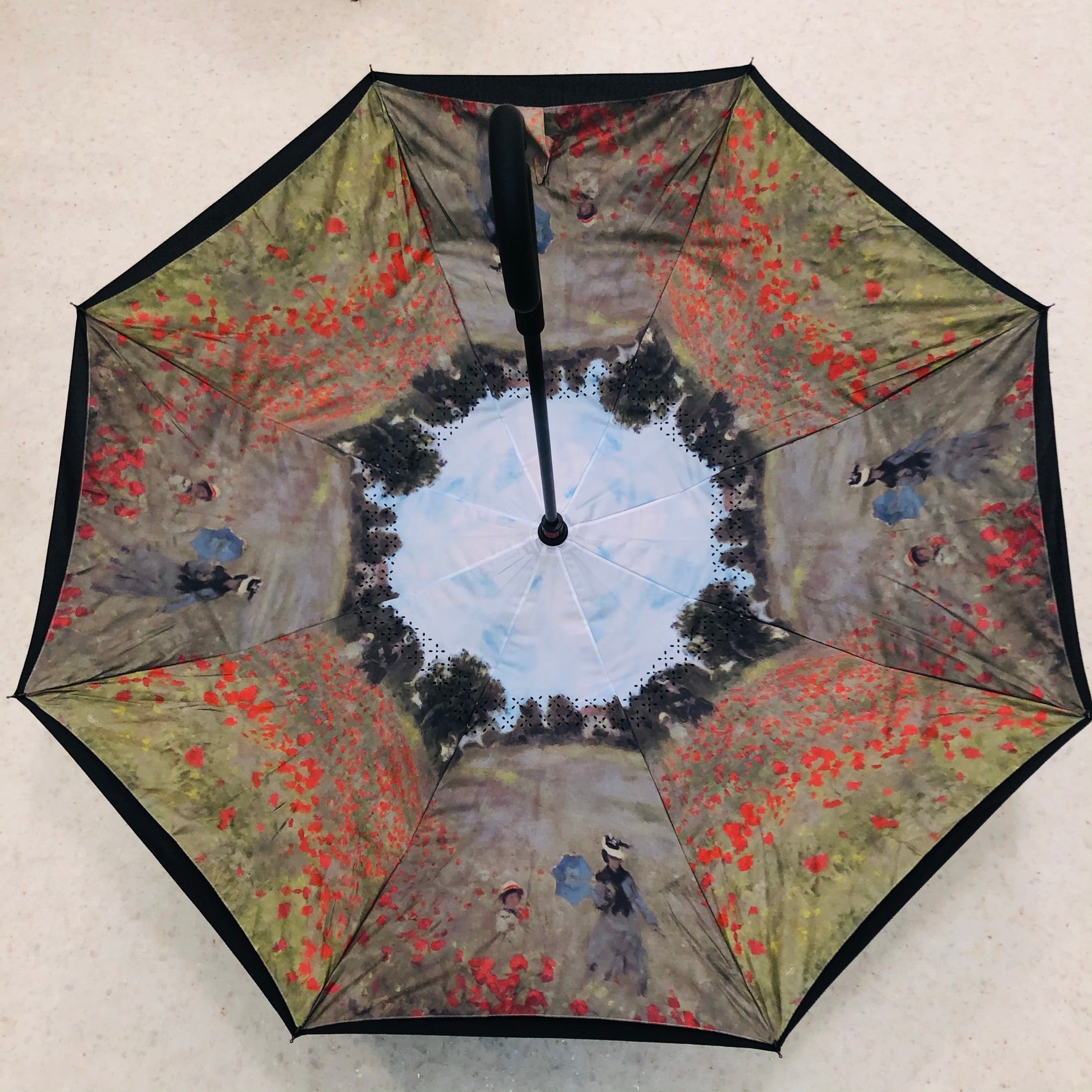 SR-BROLLY-S21 Poppy Field Reverse Opening Umbrella