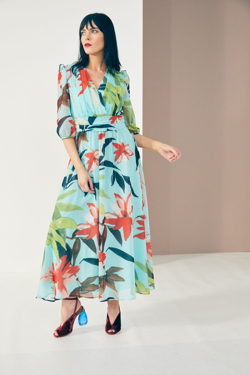 KCS23147 AQUA Kate Cooper Floral Print Dress